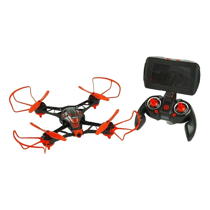 Drona Nikko Race Vision 220 FPV 370101 DC, 16 manevre impresionante, 30 km/h, 53 x 34 x 14 cm, Negru/Rosu