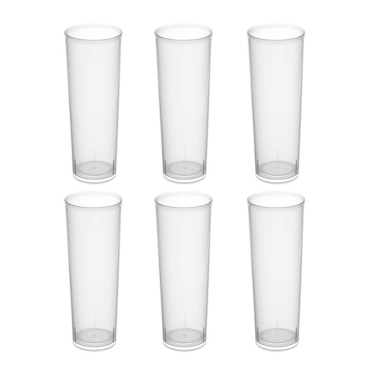 Set 6 pahare Best Products 025104 DC, Plastic, 330 ml, 15 x 6 cm, Reutilizabil, Transparent