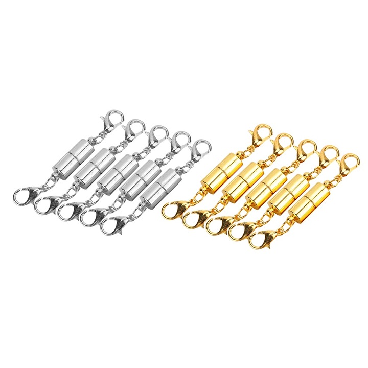 Set 10 Conectori bijuterii, BGHYHYHI, aur si argint, 6mm x 4.7cm