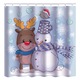 Jormftte, 90x180cm, vízálló, könnyen tisztítható, poliészter zuhanyfüggöny maci és hóember mintával