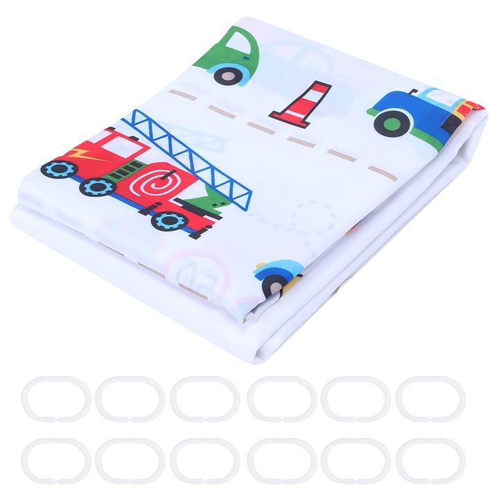 Jormftte autó mintás poliészter zuhanyfüggöny, vízálló, penészálló, 180x200cm