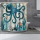 Jormftte zuhanyfüggöny tengeri állat mintával, vízálló, 12 kampóval, 180x200cm