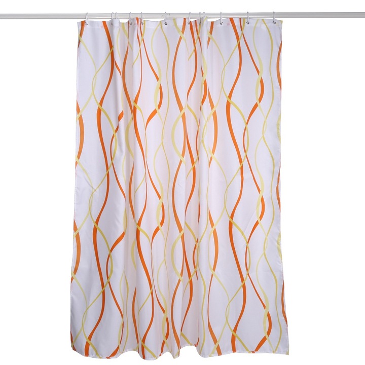 Jormftte vízálló zuhanyfüggöny, különböző minták, 180x200cm, 12 kampóval