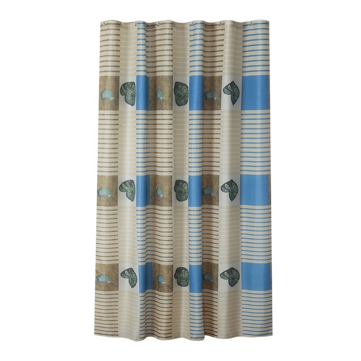 Cortina de dus impermeabila cu model Sea World, Peysaitr, 180x180cm, 200x180cm, 180x200cm, 12 carlige inclusi