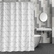 Zuhanyfüggöny, Jormftte, poliészter, vízálló, 240 x 200 cm, fehér/fekete