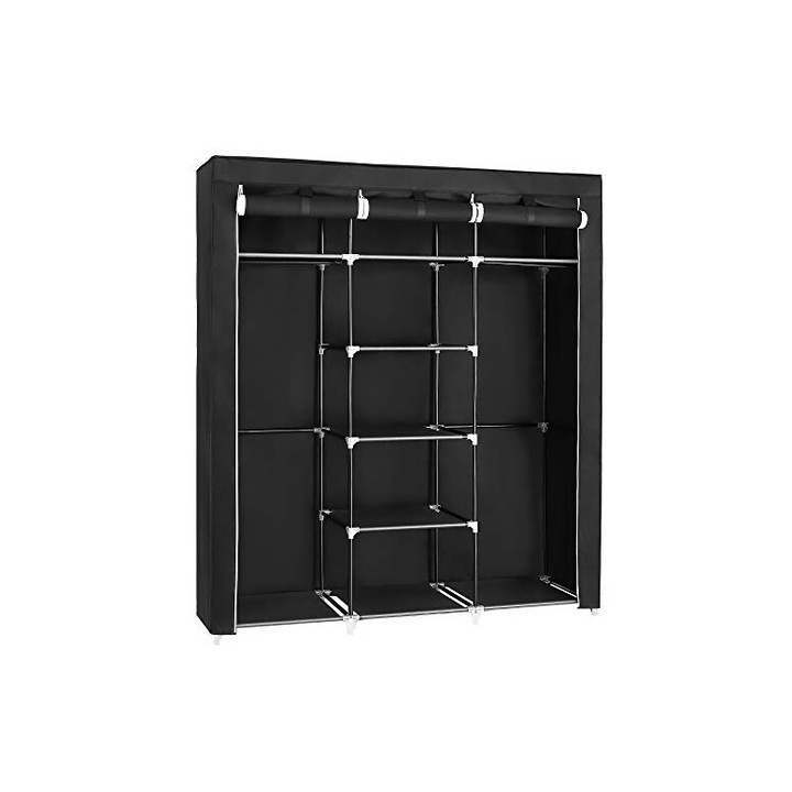 Dulap haine textil Model Sutton, Gri, 150x45x175 cm