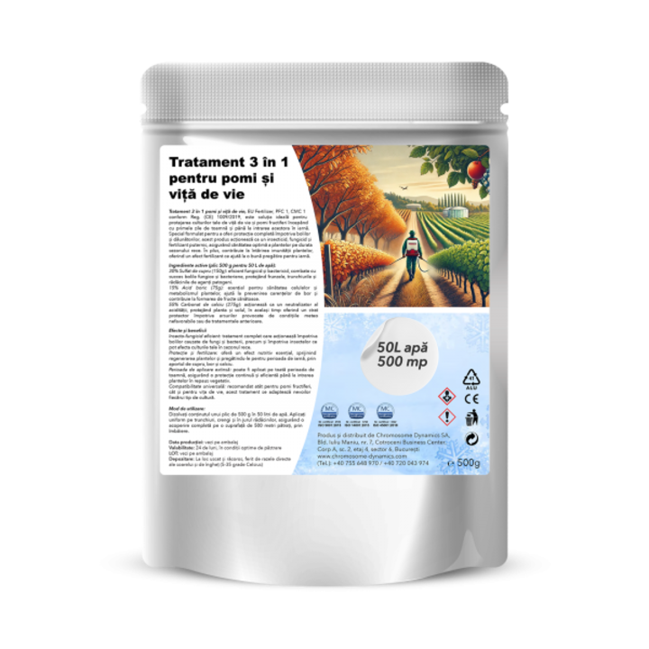 Tratament de toamna pentru pomi si vita de vie, 3 in 1, 500 grame (pentru 50 litri de apa)