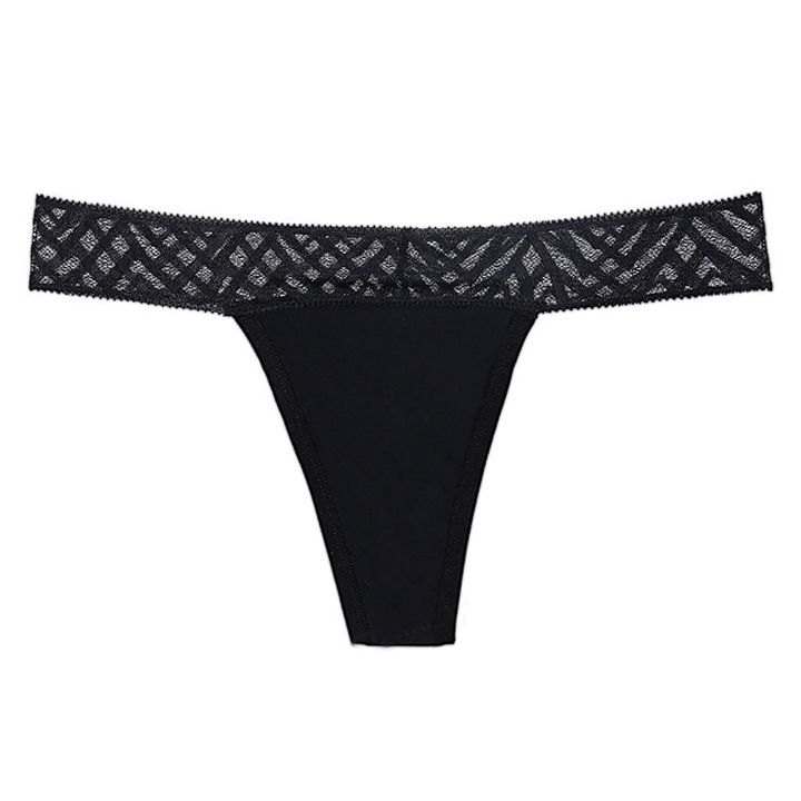 Chiloti Menstruali Tanga, JENUOS®, Marimea S, Reutilizabili, 4 straturi, cu Protectie Avansata impotriva Scurgerilor, Negru
