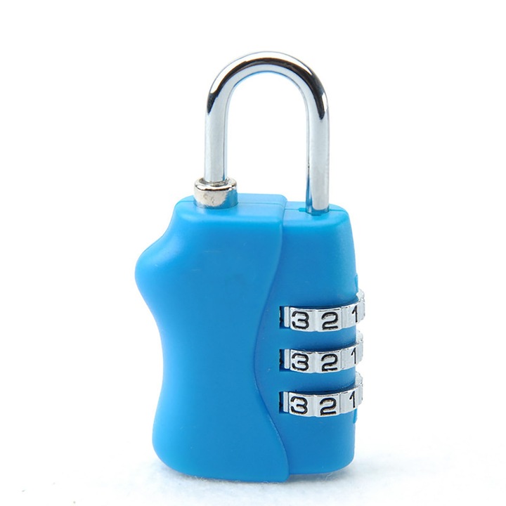 Jormftte kombinált lakat, könnyű, rozsdaálló, égkék színű, utazáshoz és poggyászhoz