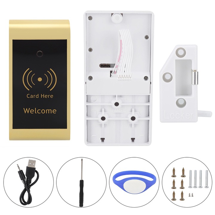 Lacăt electronic inteligent Jormftte, 3 moduri de deblocare, rezistent la rugină, auriu