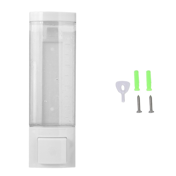 Dispenser de sapun montat pe perete, Peysaitr, ABS, modern, transparent, 0.5ml per presare, tip cu un cap sau doua capete