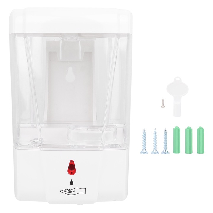Dispenser de sapun automat, Peysaitr, montare pe perete, capacitate 700ml, alb, 16x11x10cm