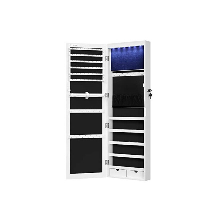 Стенен шкаф за бижута модел Hopkins, Бял, 37x12x120 см