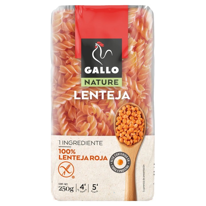 Gallo Nature 100% Vöröslencseliszt tészta Orsó, 250 g
