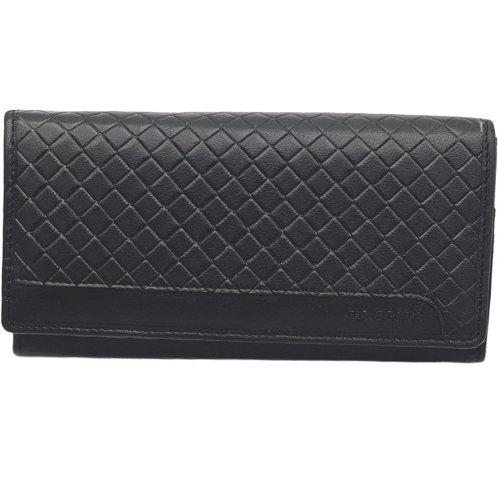 Portofel Dama Negru din Piele Naturala, 10x19x3 cm, Protectie RFID, Calitate Garantata Micutz®