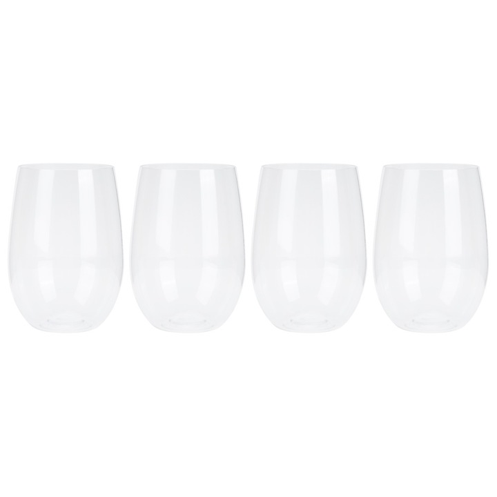 4 darab átlátszó, újrafelhasználható, törésálló műanyag pohár szett borhoz, sörhöz, 10x10x15cm