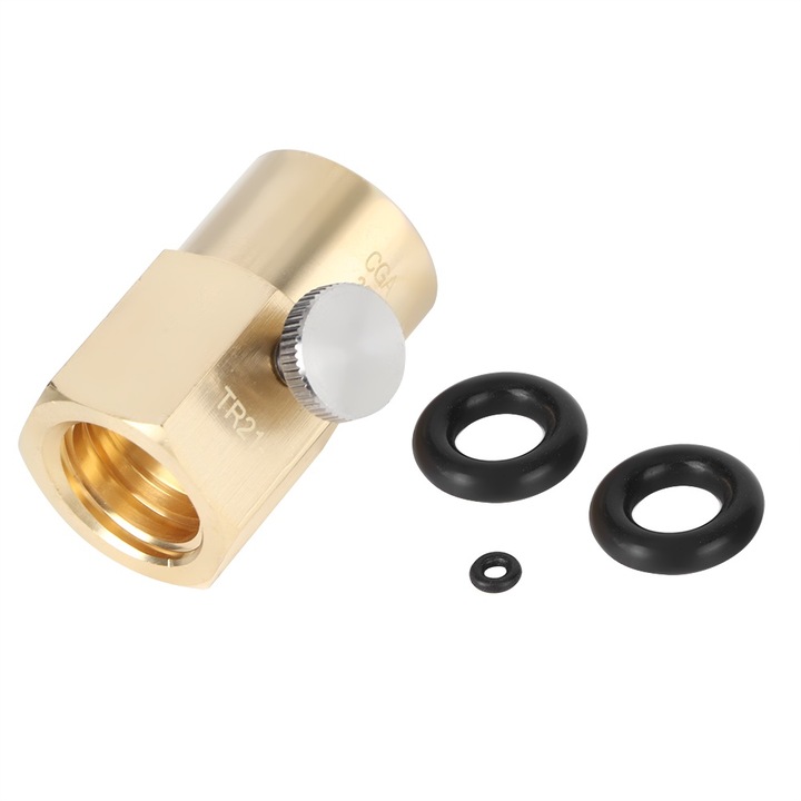 CO2 adapter vizes palackokhoz, Jormftte, sárgaréz, CGA320 és DIN477/W28-14 palackokkal kompatibilis