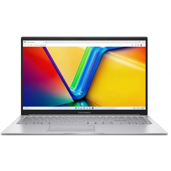 ASUS Vivobook X15 Notebook, Intel Core i3 1215U, 8 GB DDR4 Memória, Intel UHD Graphics, 15.6FullHD, 256 GB SSD, Ezüst, Magyar billentyűzet, Böngésző, Vírusirtó, Windows 11 Pro