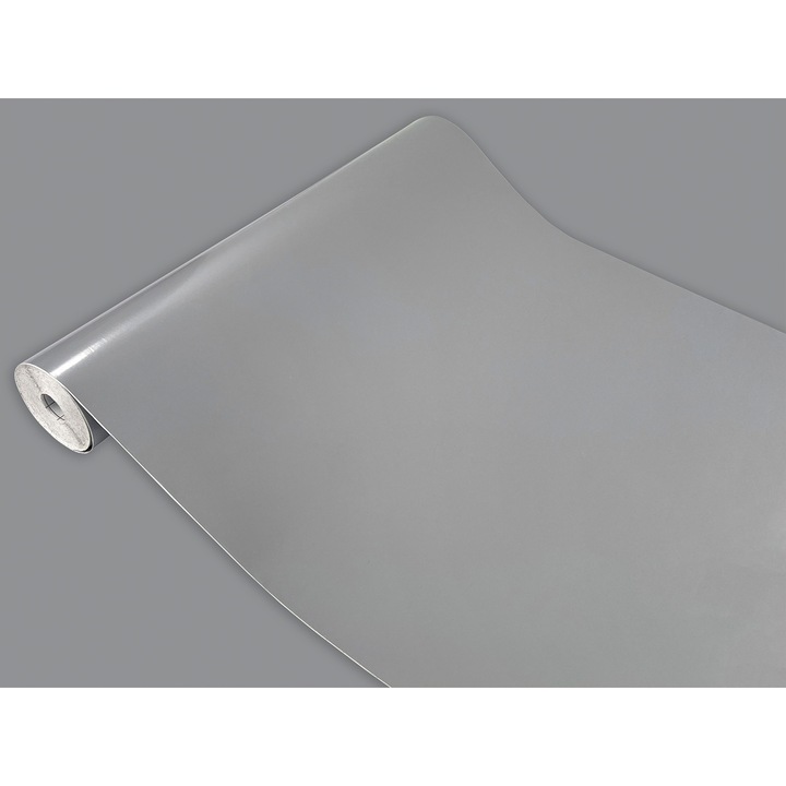 Autocolant pentru mobila, taiate la dimensiune, 45 x 25 cm, DecoMeister®, Model Gri Argintu Lucios, T005-045-0025