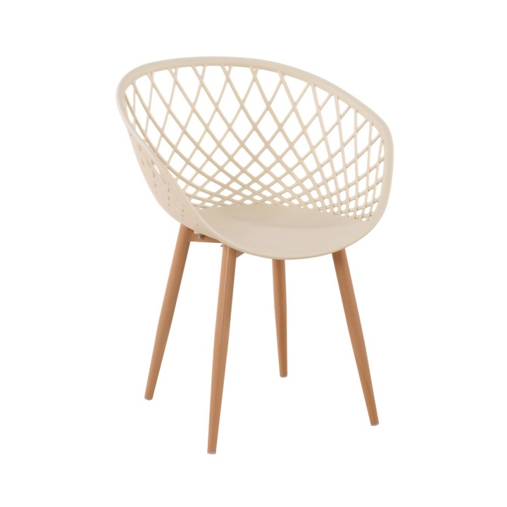 Scaun de living bej din polipropilena si metal Optimus, 64 x 55 x 81 cm