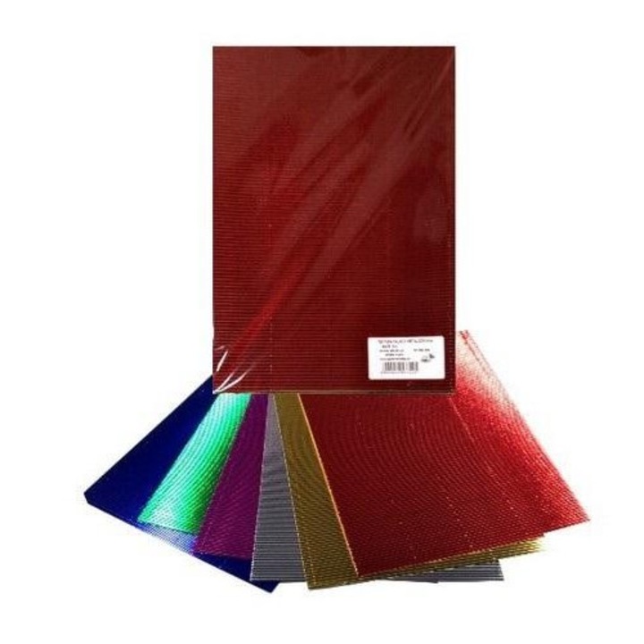 Hullámos fémhatású karton, Galeria Hobby, 25x35cm, 6 ív/szett, többszínű