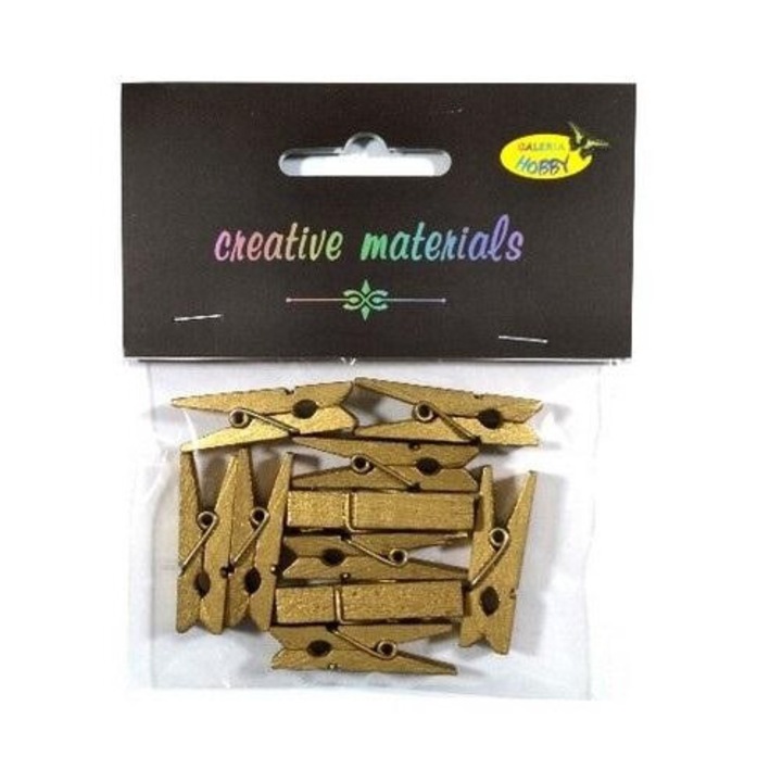 Комплект 10 щипки Galeria Hobby, дърво, кафяв, 35мм, 57 x 101 мм