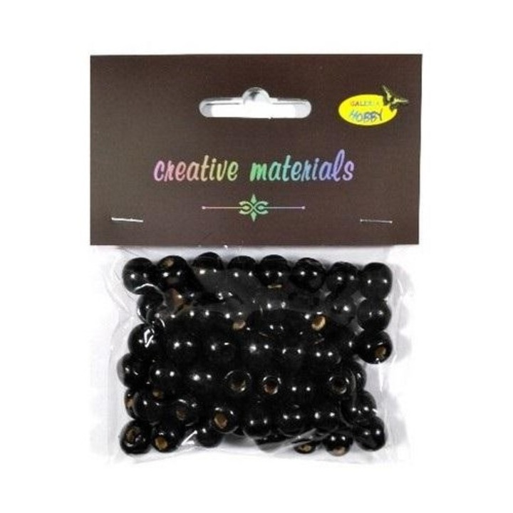 Set margele din lemn, Galeria Hobby, 10x12mm, negru, 122x136mm