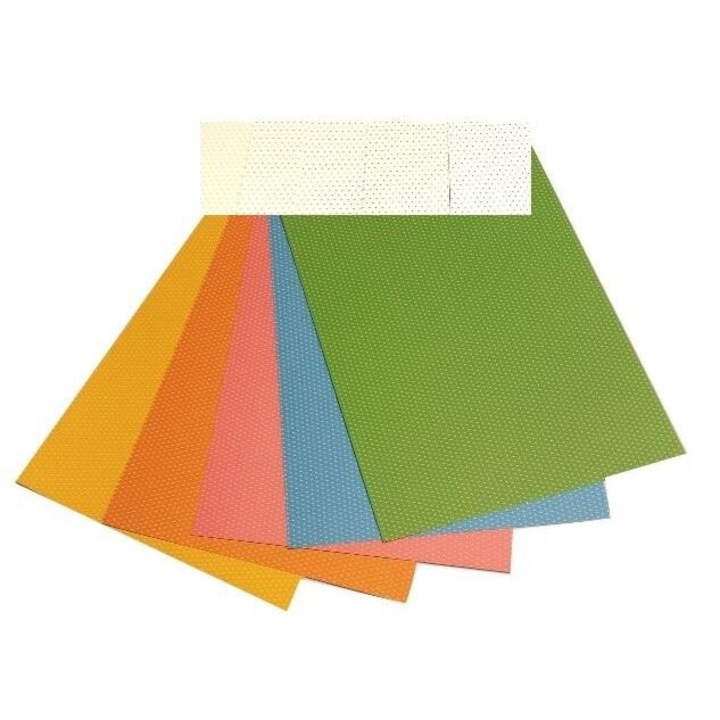 Hartie cartonata fata-verso cu puncte, Galeria Hobby, 300g, 24x34cm, 5 coli, multicolor