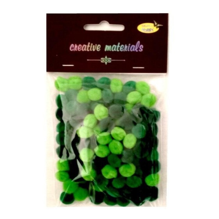 Set pomponi acrilici, Galeria Hobby, 10mm, verde, 100 buc, 166x93mm