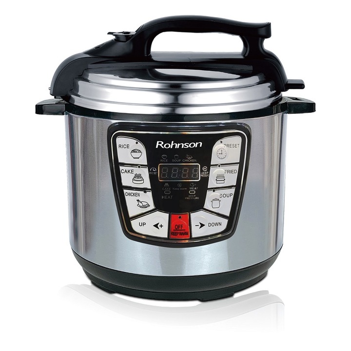 Мултикукър под налягане Rohnson R-2865, 15 програми, 6 литра, 1000 W, 24-часов таймер, Черен