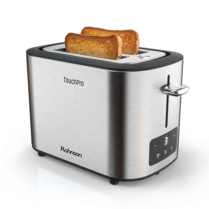 Тостер Rohnson R-222T, 750W, 6 степени на изпичане, Дигитален дисплей, Размразяване, Претопляне, Сребрист