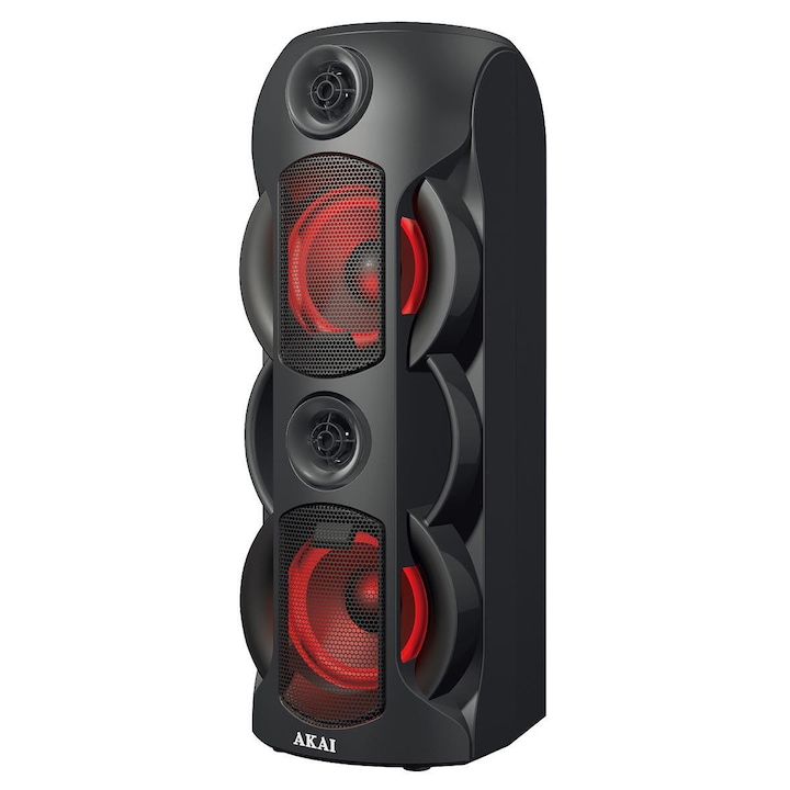 Boxa Activa Portabila Akai PARTY SPEAKER 370, Bluetooth, USB, Card microSD, Radio, Negru