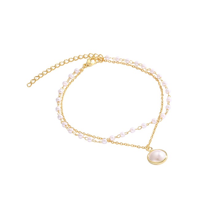 Bratara din aliaj metalic cu perle, auriu