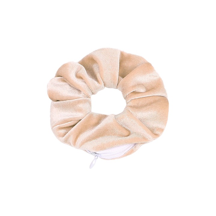 Elastic de par din catifea, buzunar cu fermoar BGHYHYHI, moale, roz pastel