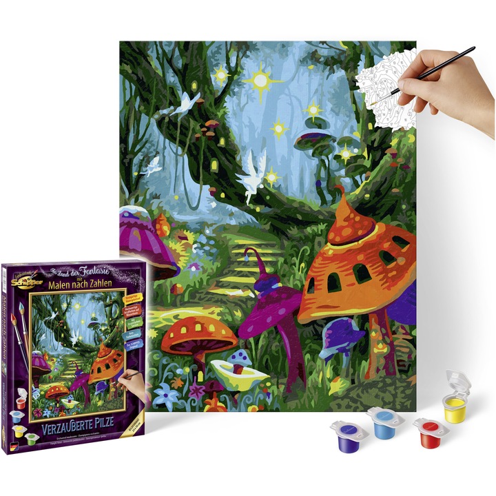 Комплект за рисуване по номера Schipper - Enchanted mushrooms, 24 х 30 см