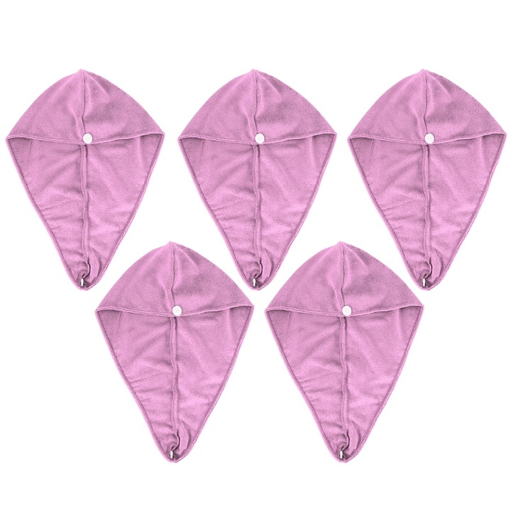 Хавлия за баня, longziming, комплект от 5 части, микрофибър, бързосъхнеща, светло лилаво, 23x65см