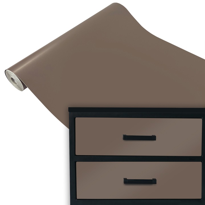 Autocolant pentru mobila sub forma de sticker, vanzare la metru, 45 x 100 cm, DecoMeister®, Model Gri Maroniu Mat, T008-045-0100