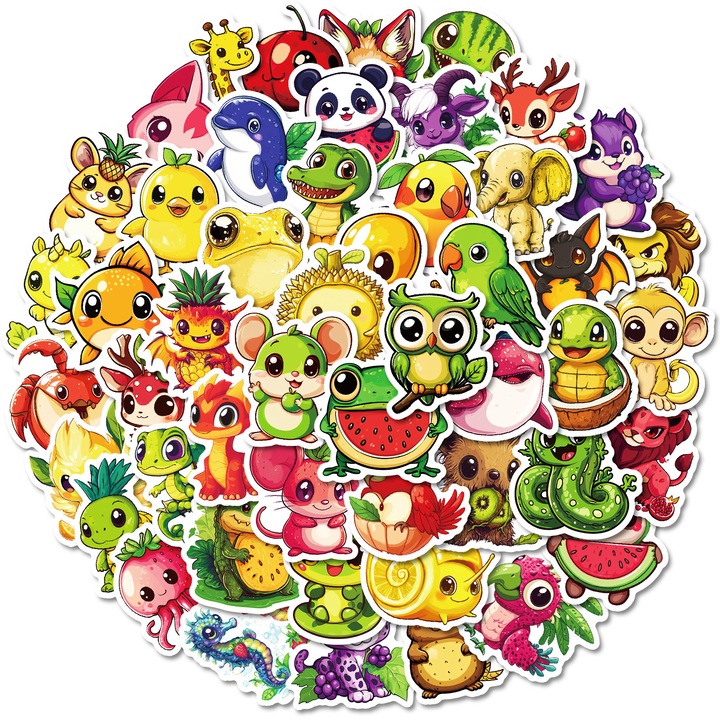 Комплект от 50 декоративни стикера, водоустойчиви, многоцветни