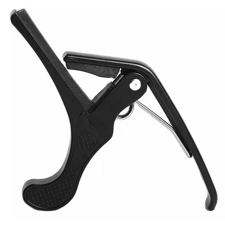 Capodastru Chitara Acustica/Clasica/Electrica, Design Ergonomic, Portabil, 14 x 9.4 x 1.3 cm, Metalic, AG345, Negru