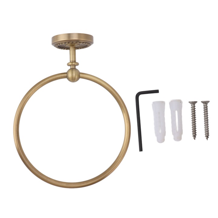 Suport prosoape de baie rotund din cupru, Peysaitr, montare pe perete, 299g