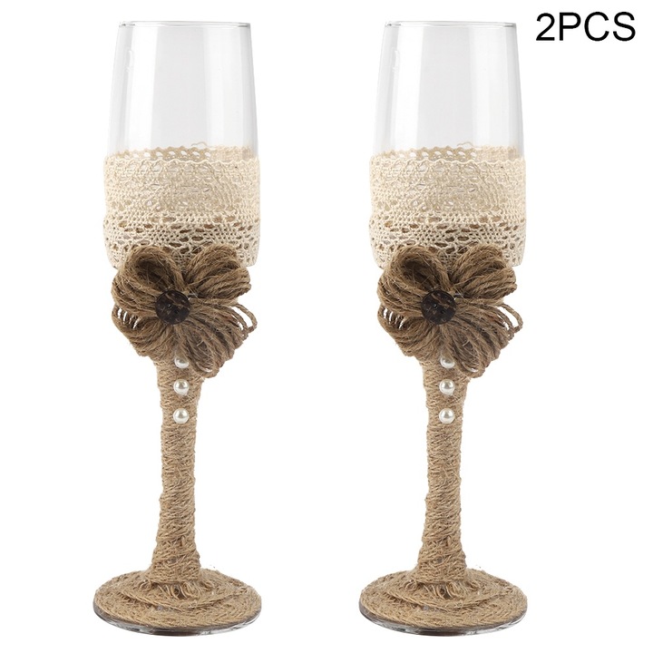 Jormftte pezsgőspohár szett, 2 db, elegáns design, átlátszó, 20x6cm