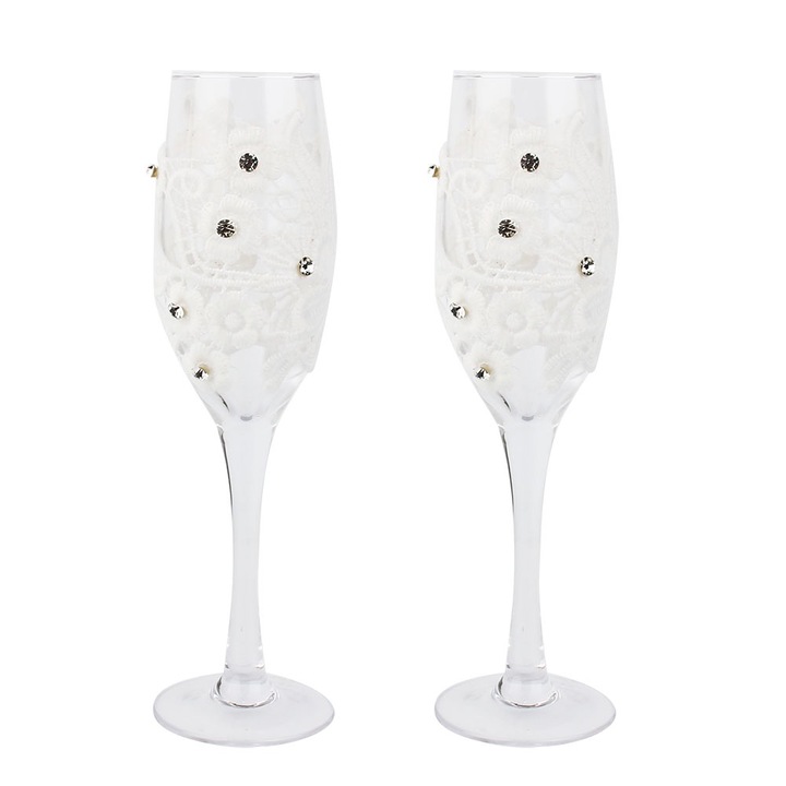 2 db Személyre Szabott Esküvői Pohár, Üveg, Jormftte, Elegáns Design, Vörösborhoz, 300ml