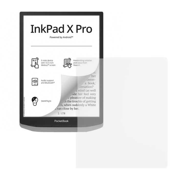 Силиконов филм за PocketBook InkPad Pro, E-reader Protect, Regenerable, Clarity 99%, High Definition, Предотвратява пръстови отпечатъци и прах, Anti-Shock, Transparent