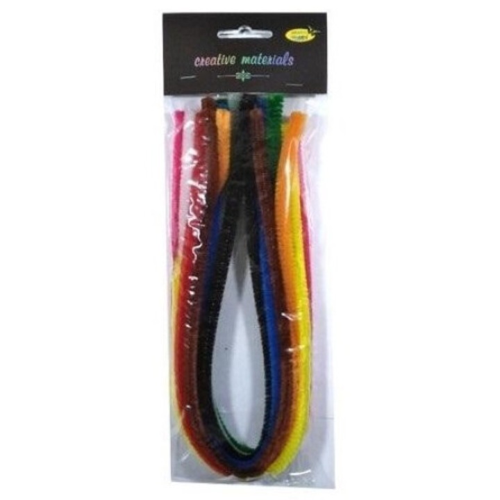 10 darab színes zsenília drót készlet 9mmx50cm, Galeria Hobby, többszínű