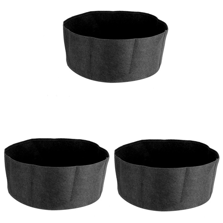 Торба за засаждане 10 галона, longziming, нетъкан материал, 50x20 см, комплект от 3 части, черна