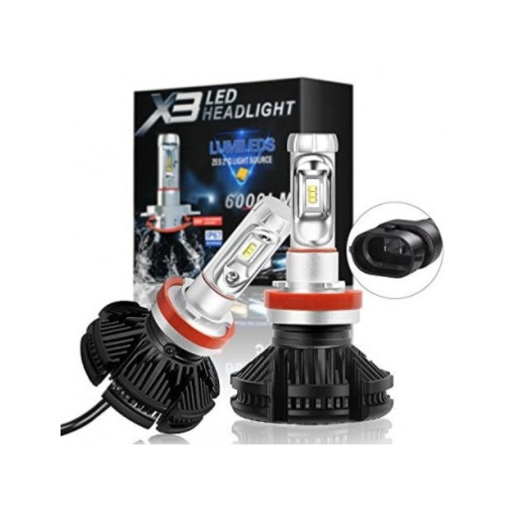Set 2 leduri H8, H9, H11, Canbus, 50W, 12.000 Lm, 12V-24V