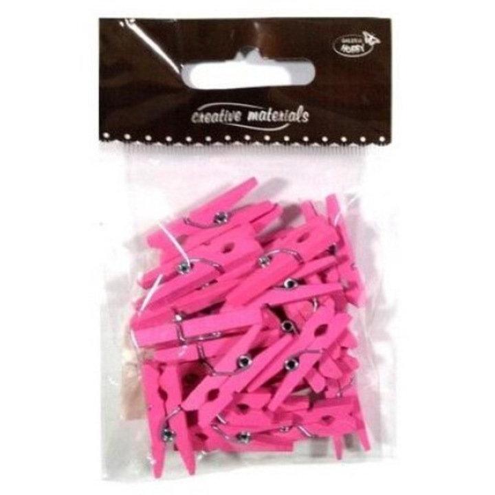 Cleme din lemn, roz, 30 mm, 25 buc