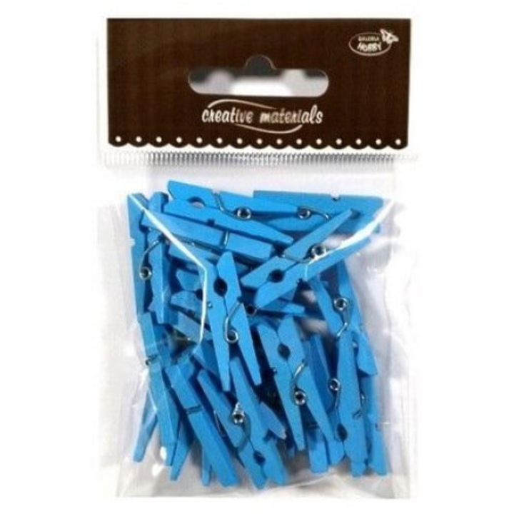 Cleme din lemn, albastru deschis, 30mm, 25 buc