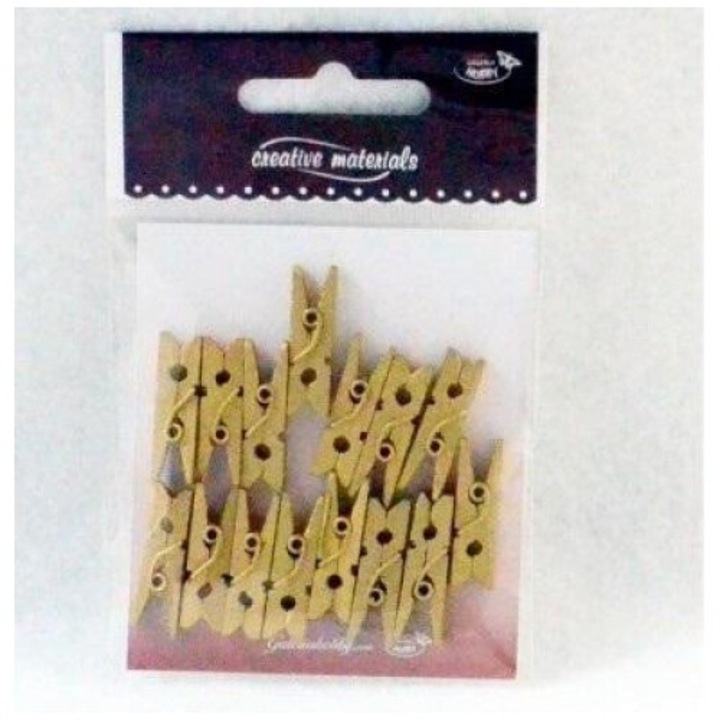Комплект 15 кламери Galeria Hobby, 25 мм, златни, 74 х 101 мм