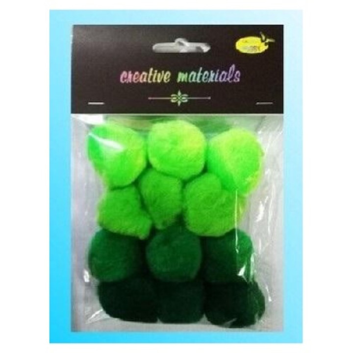 Set Pomponi Acrilici Galeria Hobby, Verde, 40mm, 12 buc, 180x124mm